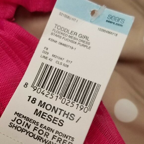 Toughskins Girls size 18 Months Dress Pink Fuchsia Star Pullover New 18M - Picture 5 of 7